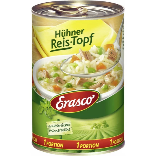 Erasco 1 Portion Hühner-Reistopf Mit Hühnerbrühe 400G 3 Erasco 1 Portion Hühner-Reistopf Mit Hühnerbrühe 400G