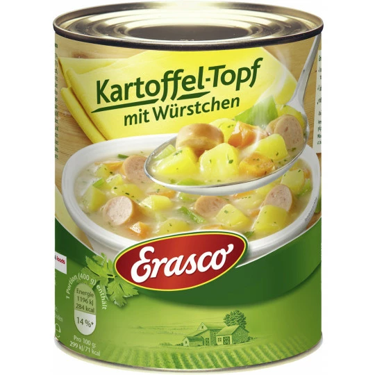 Erasco Kartoffel-Topf Mit Würstchen 800G 3 Erasco Kartoffel-Topf Mit Würstchen 800G