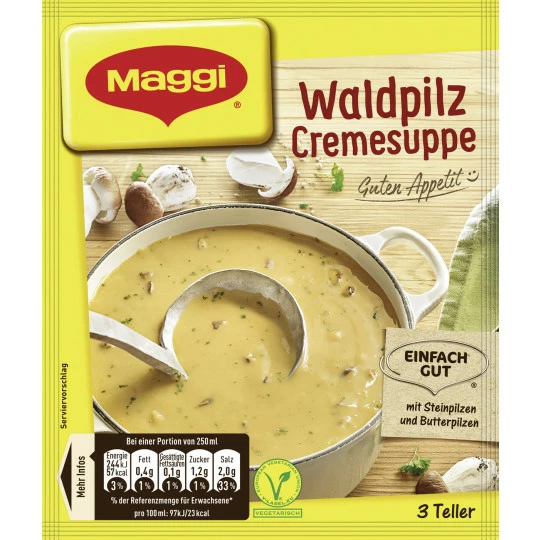 Maggi Guten Appetit! Waldpilz Cremesuppe Ergibt 750ML 3 Maggi Guten Appetit! Waldpilz Cremesuppe Ergibt 750ML