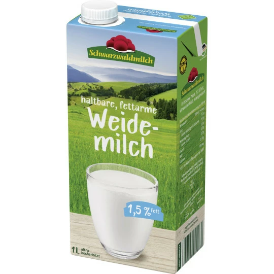 Schwarzwaldmilch Haltbare Fettarme Weidemilch 1,5% 1L 3 Schwarzwaldmilch Haltbare Fettarme Weidemilch 1,5% 1L